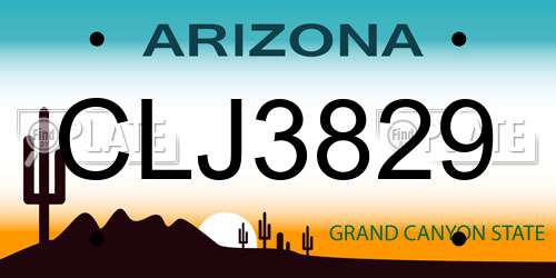 CLJ3829 Arizona License Plate