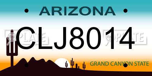 CLJ8014 Arizona License Plate
