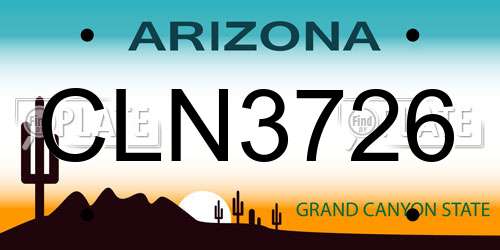CLN3726 Arizona License Plate