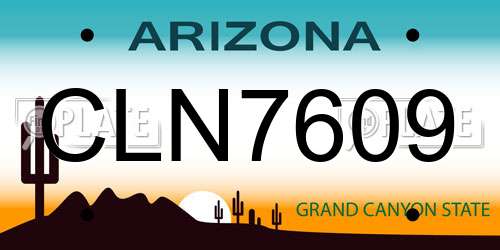 CLN7609 Arizona License Plate