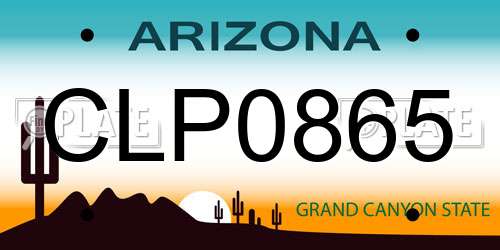 CLP0865 Arizona License Plate
