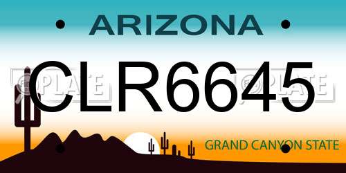 CLR6645 Arizona License Plate