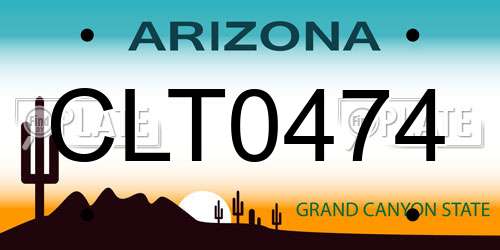 CLT0474 Arizona License Plate