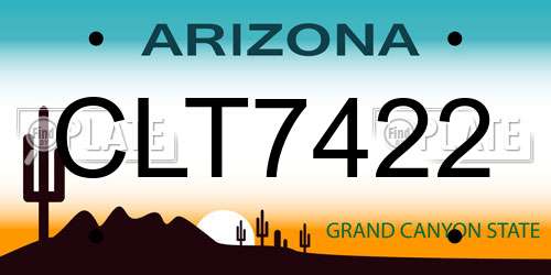 CLT7422 Arizona License Plate