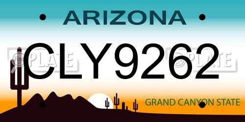 CLY9262 Arizona License Plate