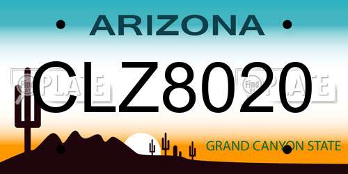 CLZ8020 Arizona License Plate
