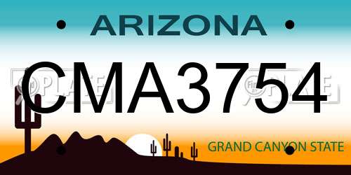 CMA3754 Arizona License Plate