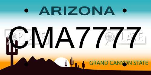 CMA7777 Arizona License Plate