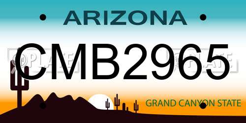 CMB2965 Arizona License Plate