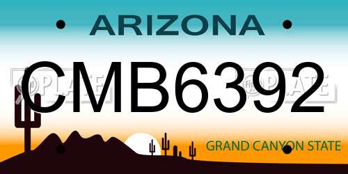 CMB6392 Arizona License Plate