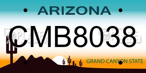 CMB8038 Arizona License Plate