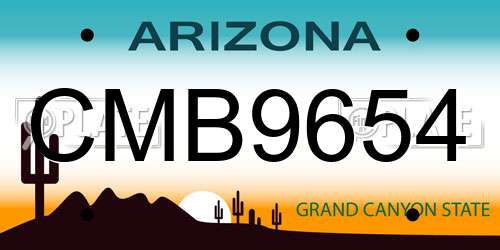 CMB9654 Arizona License Plate