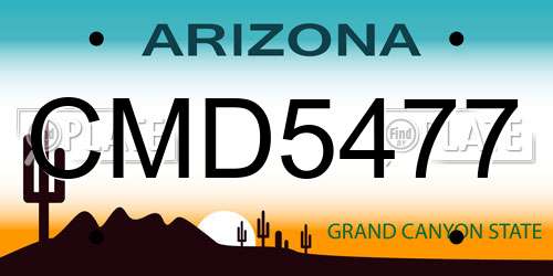 CMD5477 Arizona License Plate
