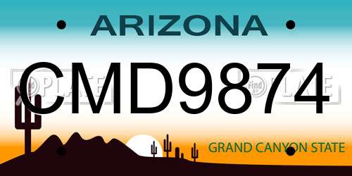 CMD9874 Arizona License Plate