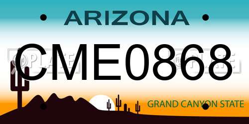 CME0868 Arizona License Plate