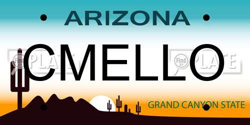 CMELLO Arizona License Plate