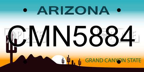 CMN5884 Arizona License Plate
