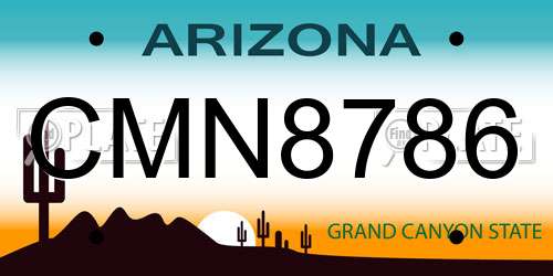 CMN8786 Arizona License Plate