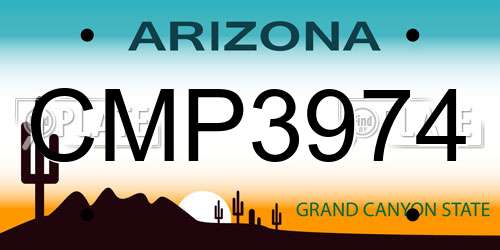 CMP3974 Arizona License Plate