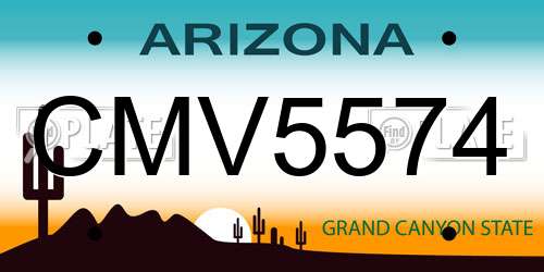 CMV5574 Arizona License Plate