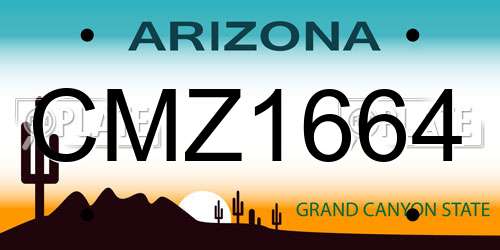 CMZ1664 Arizona License Plate