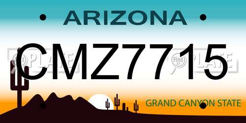 CMZ7715 Arizona License Plate