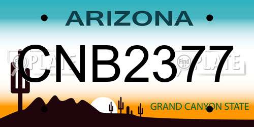 CNB2377 Arizona License Plate