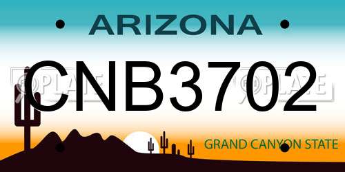 CNB3702 Arizona License Plate