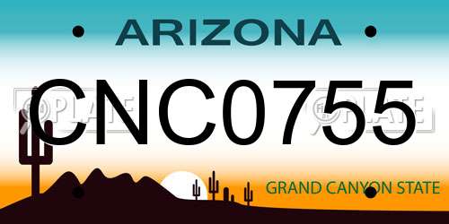 CNC0755 Arizona License Plate