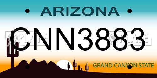 CNN3883 Arizona License Plate
