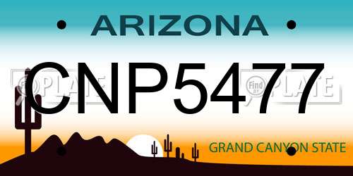 CNP5477 Arizona License Plate