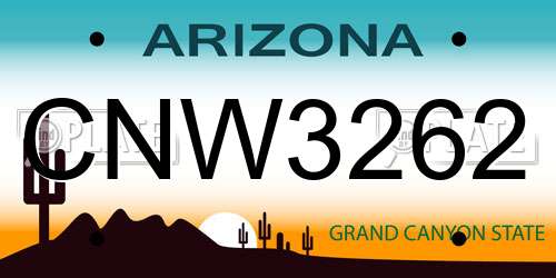 CNW3262 Arizona License Plate