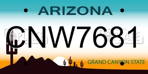 CNW7681 Arizona License Plate