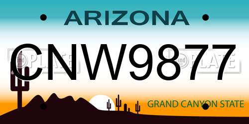 CNW9877 Arizona License Plate