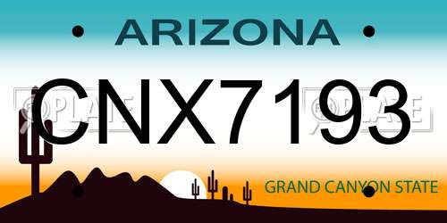 CNX7193 Arizona License Plate
