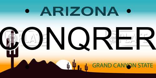 CONQRER Arizona License Plate