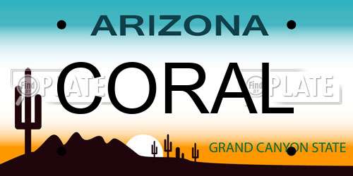 CORAL Arizona License Plate