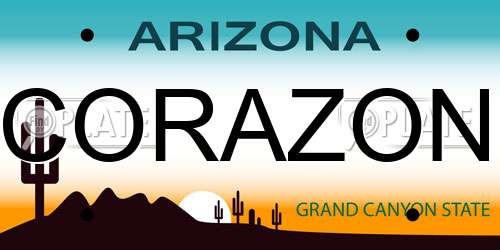 CORAZON Arizona License Plate