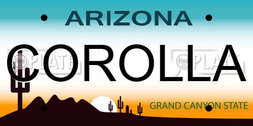 COROLLA Arizona License Plate