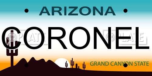 CORONEL Arizona License Plate