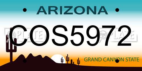 COS5972 Arizona License Plate