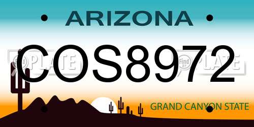 COS8972 Arizona License Plate
