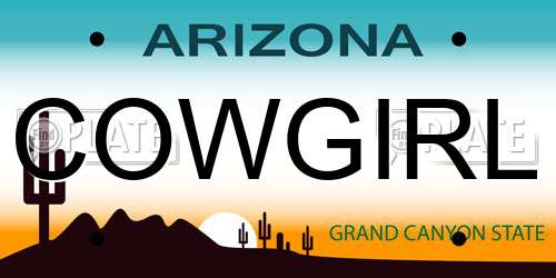 COWGIRL Arizona License Plate