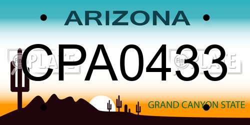 CPA0433 Arizona License Plate