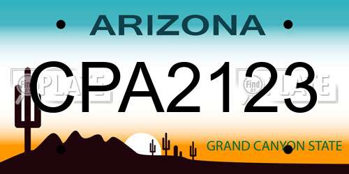 CPA2123 Arizona License Plate