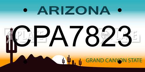 CPA7823 Arizona License Plate