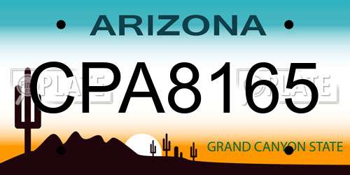 CPA8165 Arizona License Plate