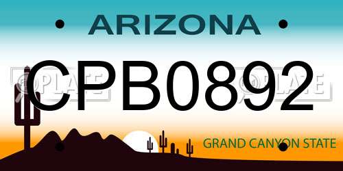 CPB0892 Arizona License Plate