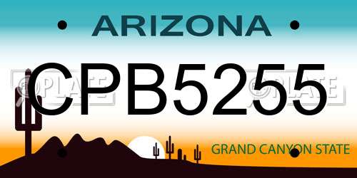 CPB5255 Arizona License Plate