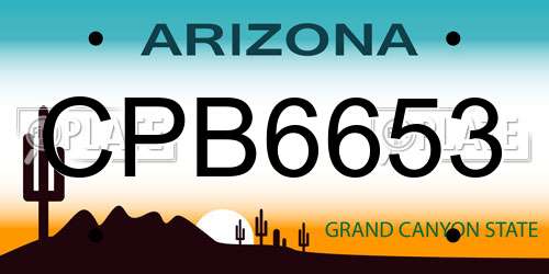CPB6653 Arizona License Plate